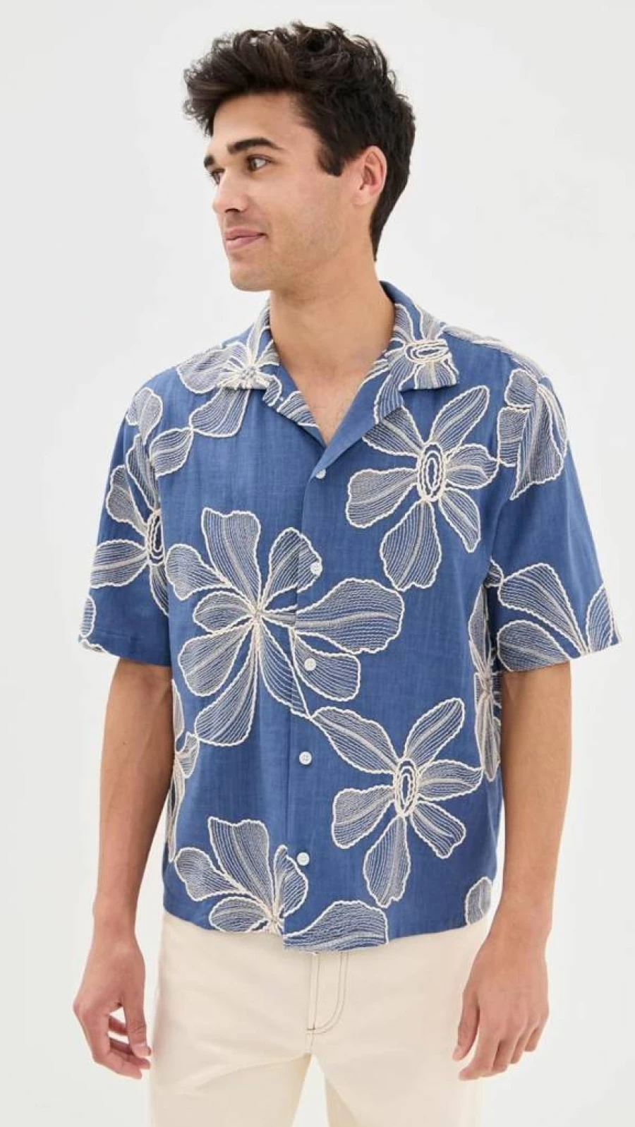 Corridor Men's Hawaiian Camp Shirt with Applique Design - Casual Summer Aloha Shirt