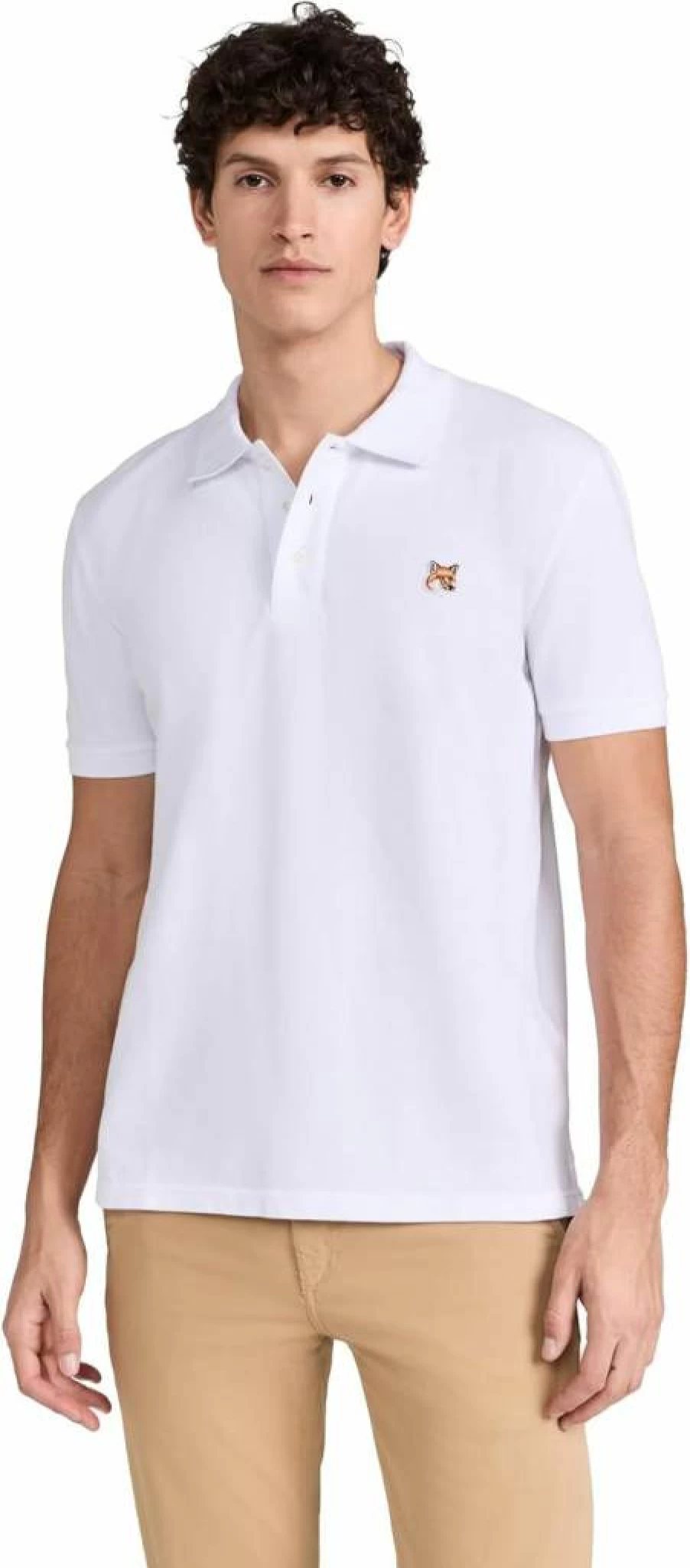Maison Kitsune Men's Polo Shirt with Fox Head Patch - Classic Regular Fit