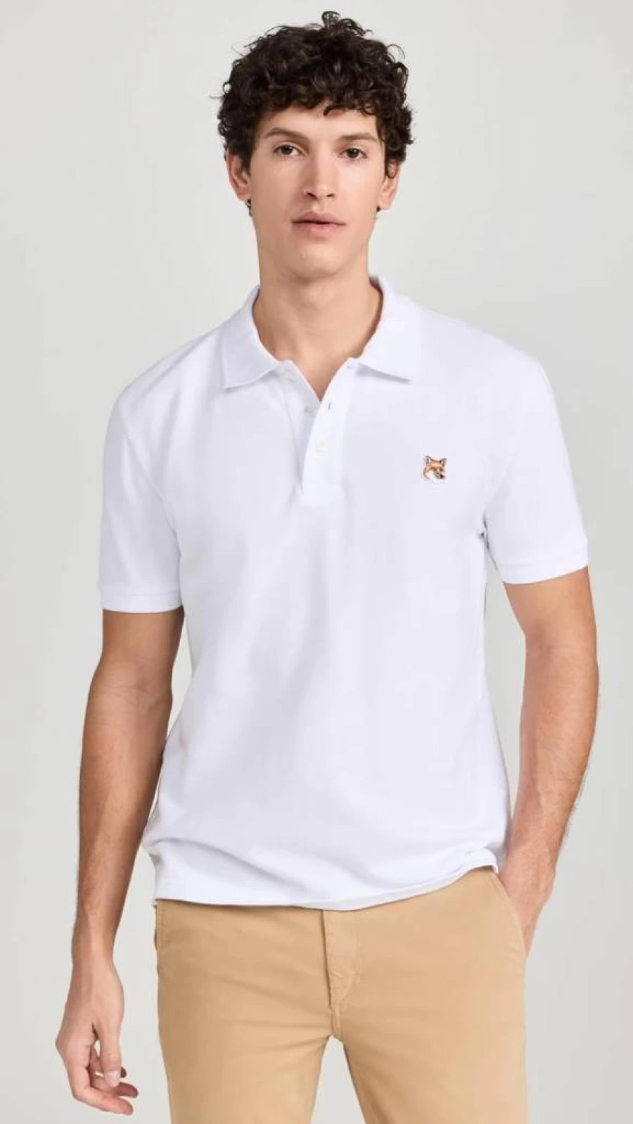 Maison Kitsune Men's Polo Shirt with Fox Head Patch - Classic Regular Fit