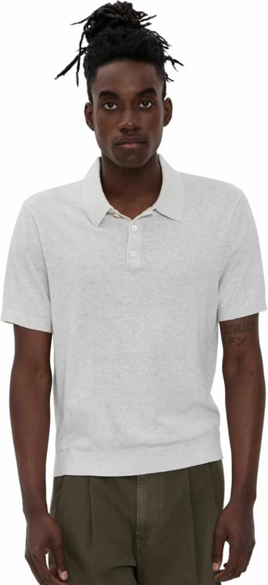 Madewell Men's Classic Heather Cotton Polo Shirt with 3-Button Placket