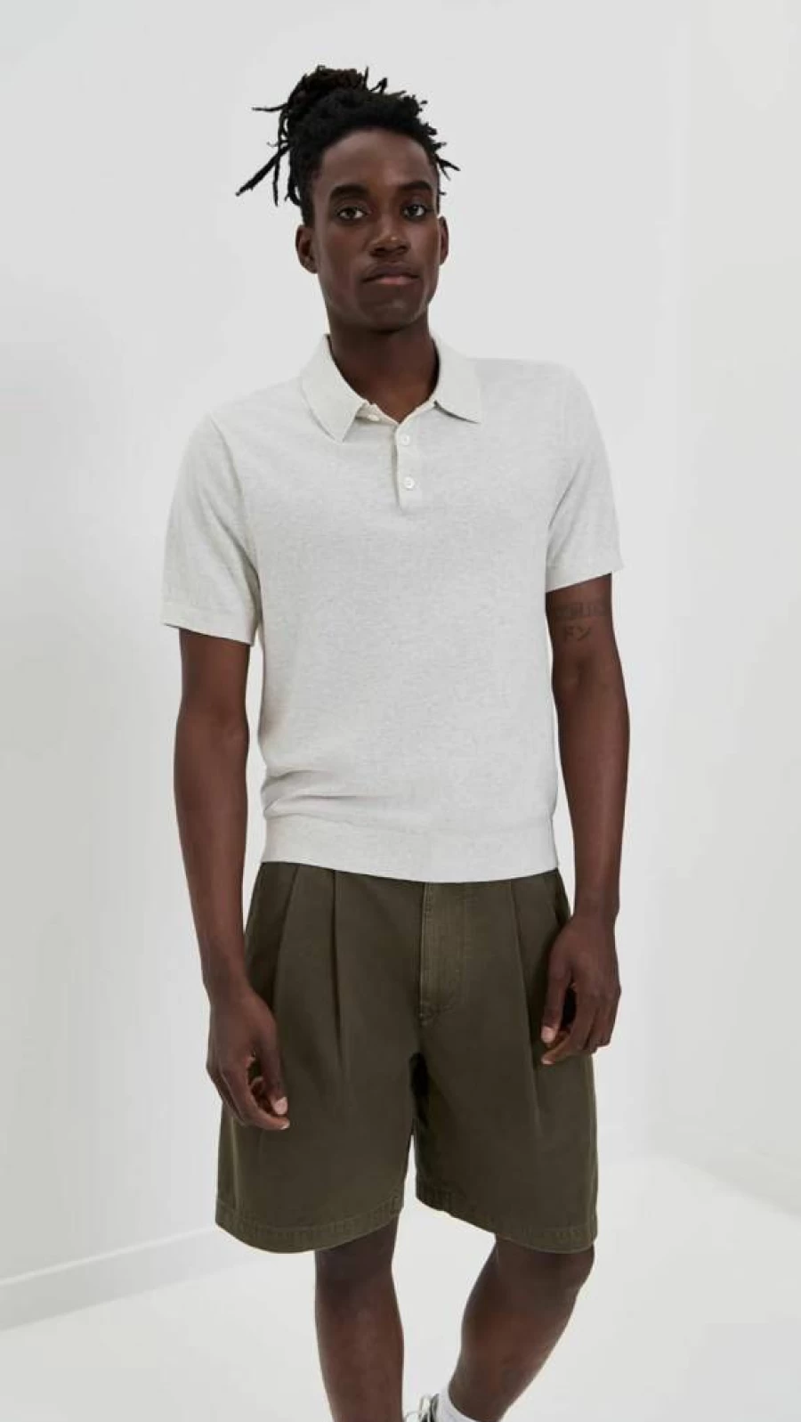 Madewell Men's Classic Heather Cotton Polo Shirt with 3-Button Placket