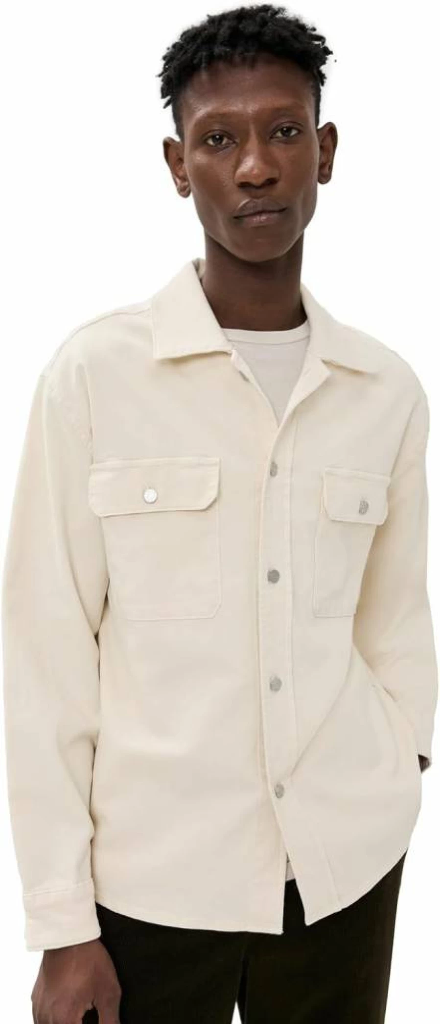 FRAME Men's Denim Overshirt with Double Chest Pockets - Classic Fit Stretch Cotton Jacket