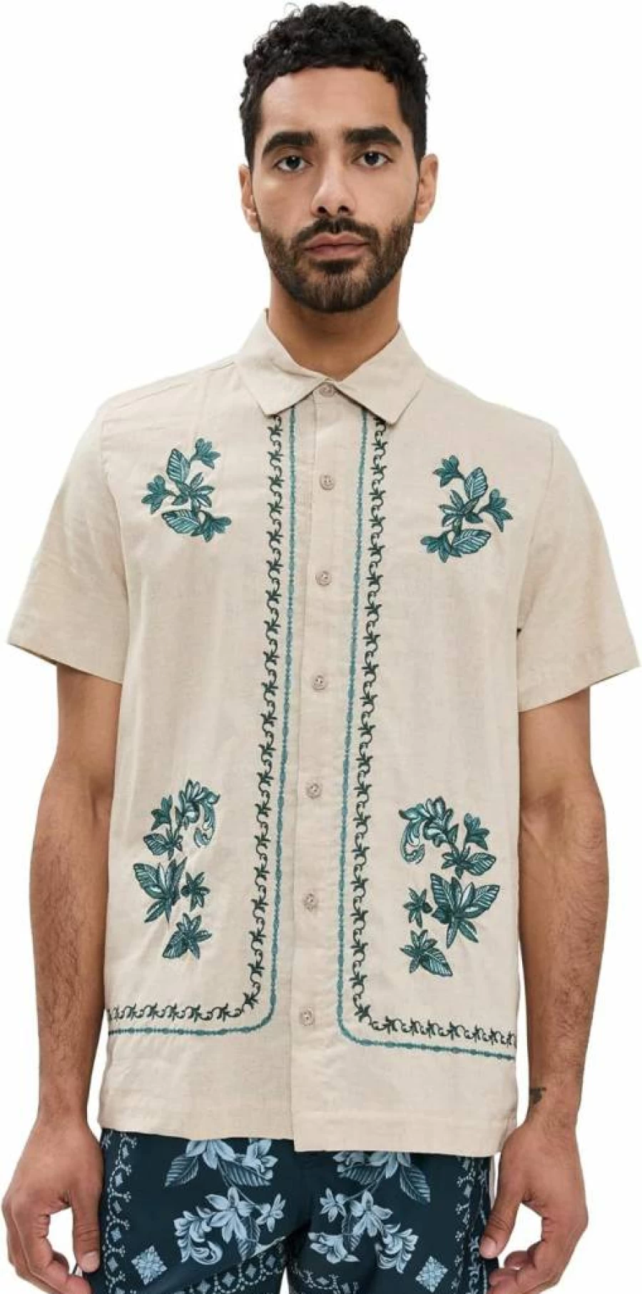 AGUA BENDITA Men's Jack Blush Button-Down Shirt Casual Stylish Top