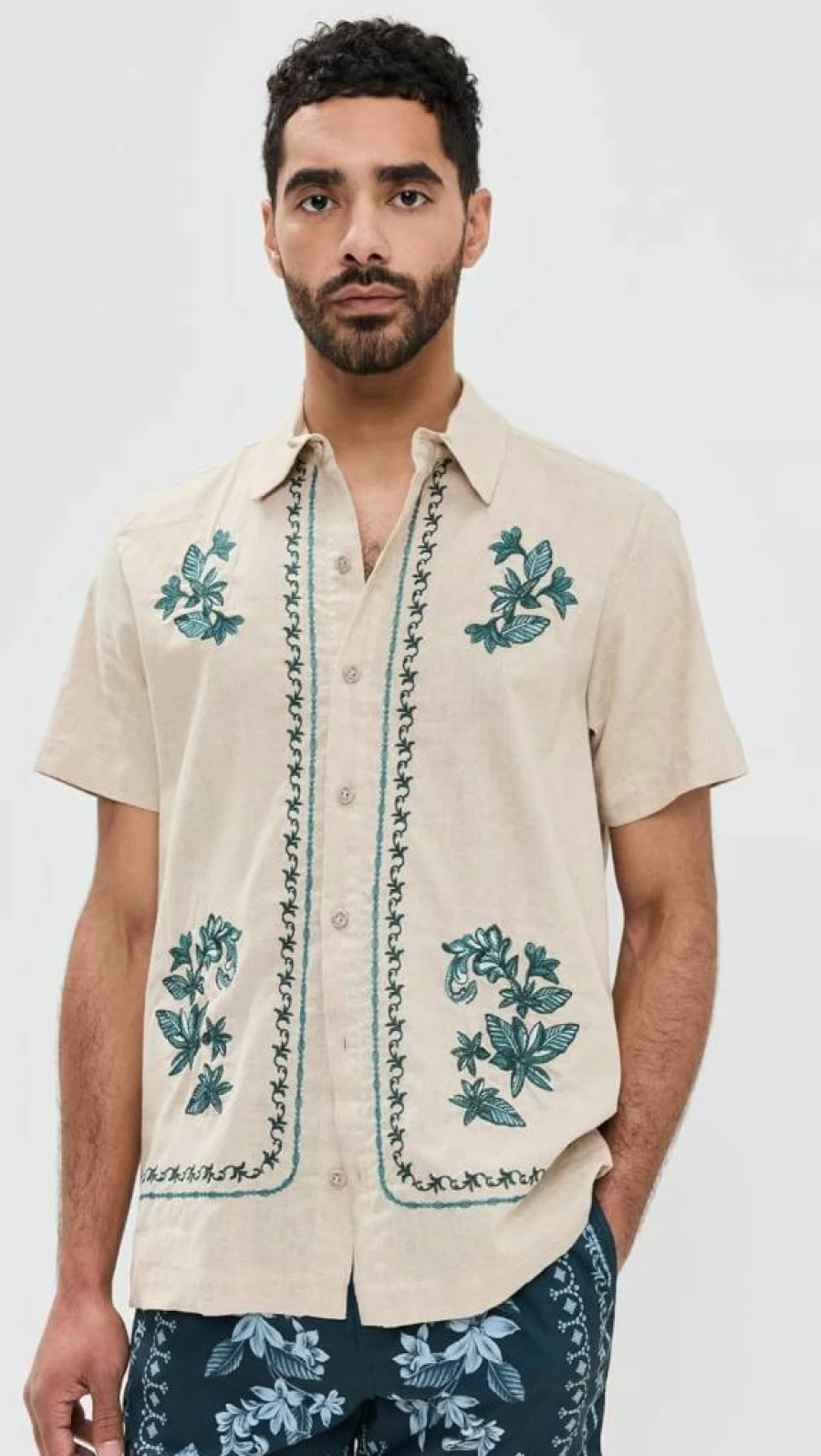 AGUA BENDITA Men's Jack Blush Button-Down Shirt Casual Stylish Top