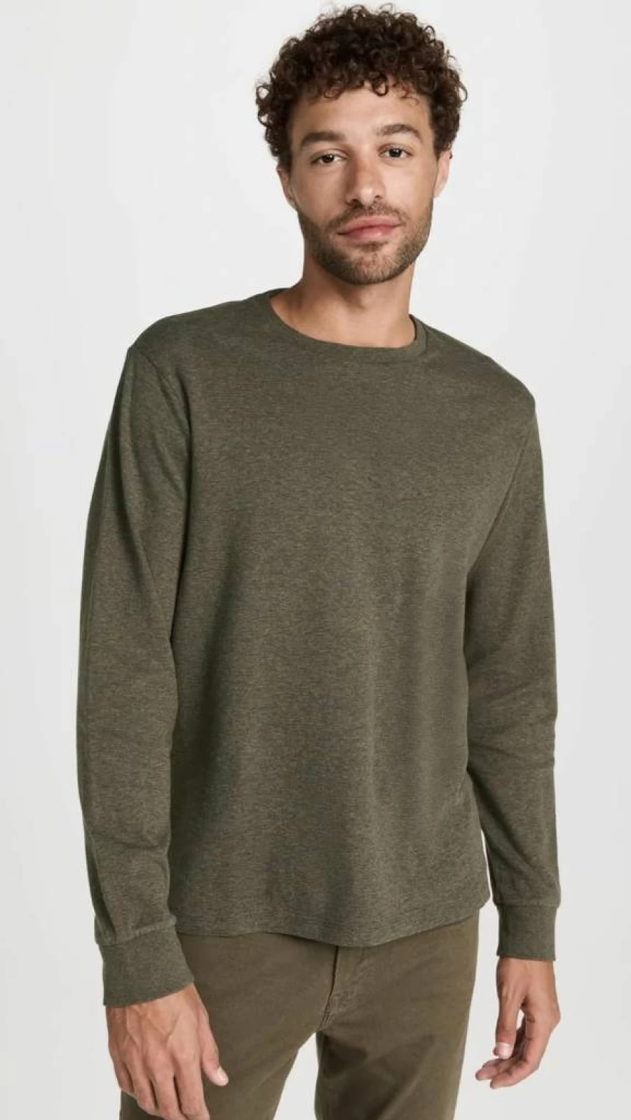 FRAME Men's Long Sleeve Crew Neck Shirt - Duo Fold Casual Top for Men