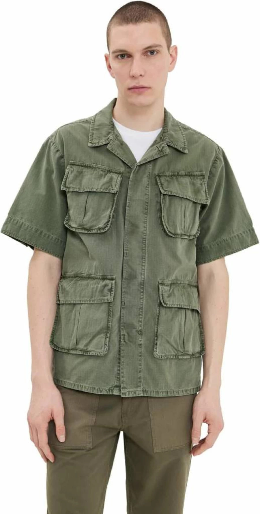 Alpha Industries Men's Military Fatigue Overshirt - Vintage Inspired Utility Shirt