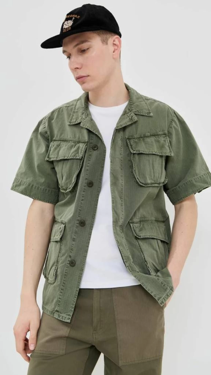 Alpha Industries Men's Military Fatigue Overshirt - Vintage Inspired Utility Shirt