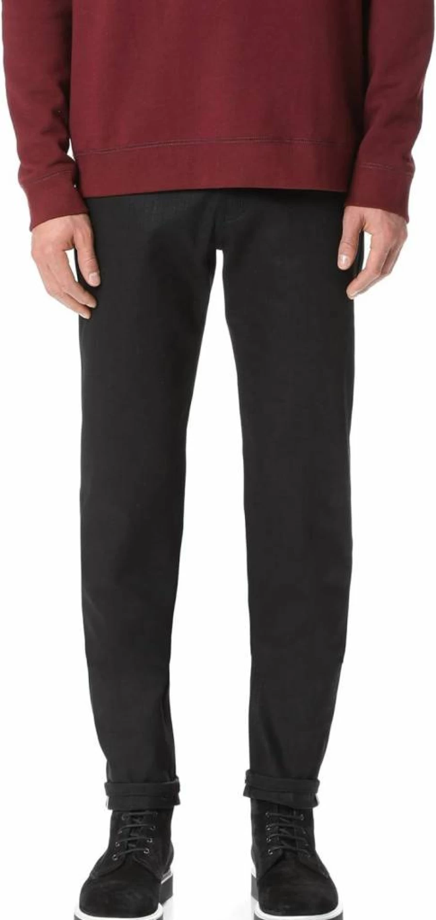 Naked & Famous Denim Men's Easy Guy Solid Black Selvedge Jeans - Slim Tapered Fit Raw Denim