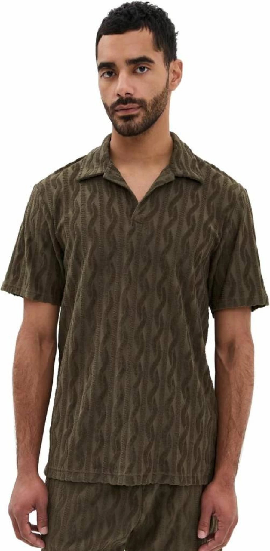 Frescobol Carioca Men's Faustino Jacquard Terry Cotton Shirt – Premium Breathable Summer Top