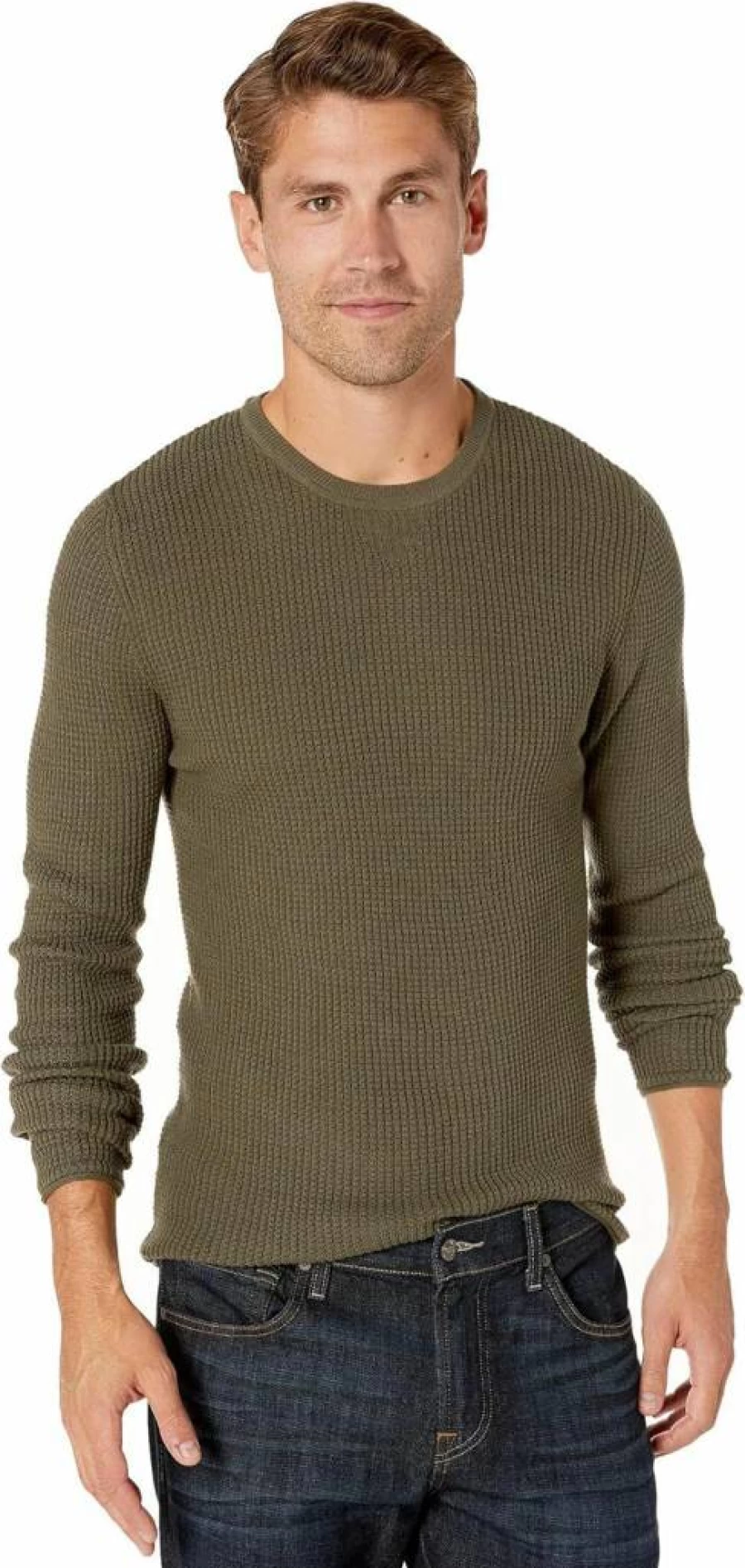 Billy Reid Men's Cotton Cashmere Blend Waffle Knit Sweater Crew Neck Pullover