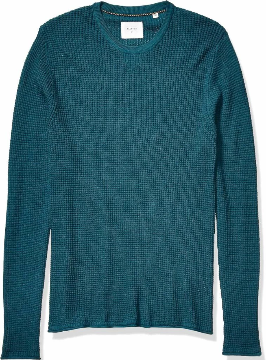 Billy Reid Men's Cotton Cashmere Blend Waffle Knit Sweater Crew Neck Pullover