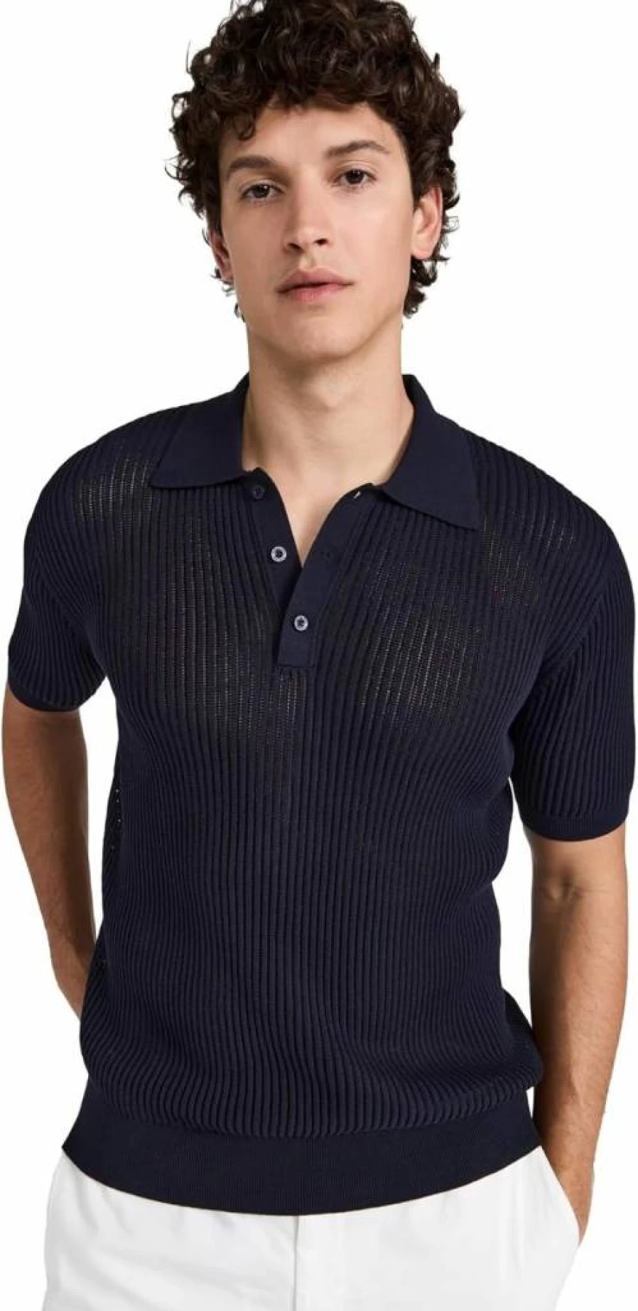 Frescobol Carioca Men's Cotton Blend Button-Down Polo Shirt