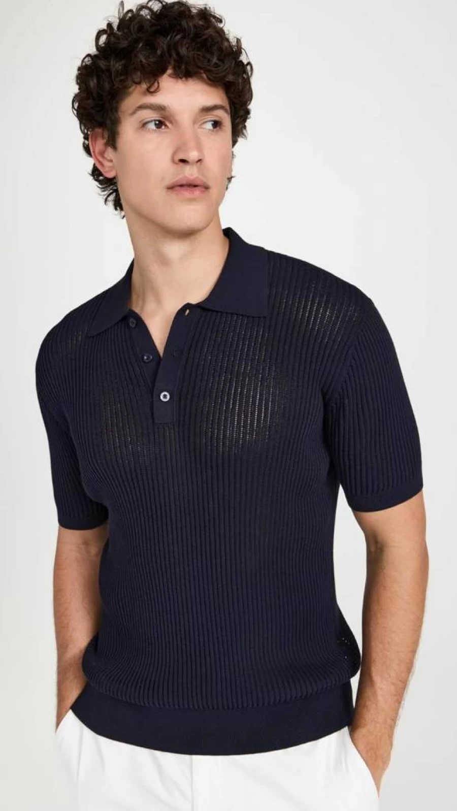 Frescobol Carioca Men's Cotton Blend Button-Down Polo Shirt