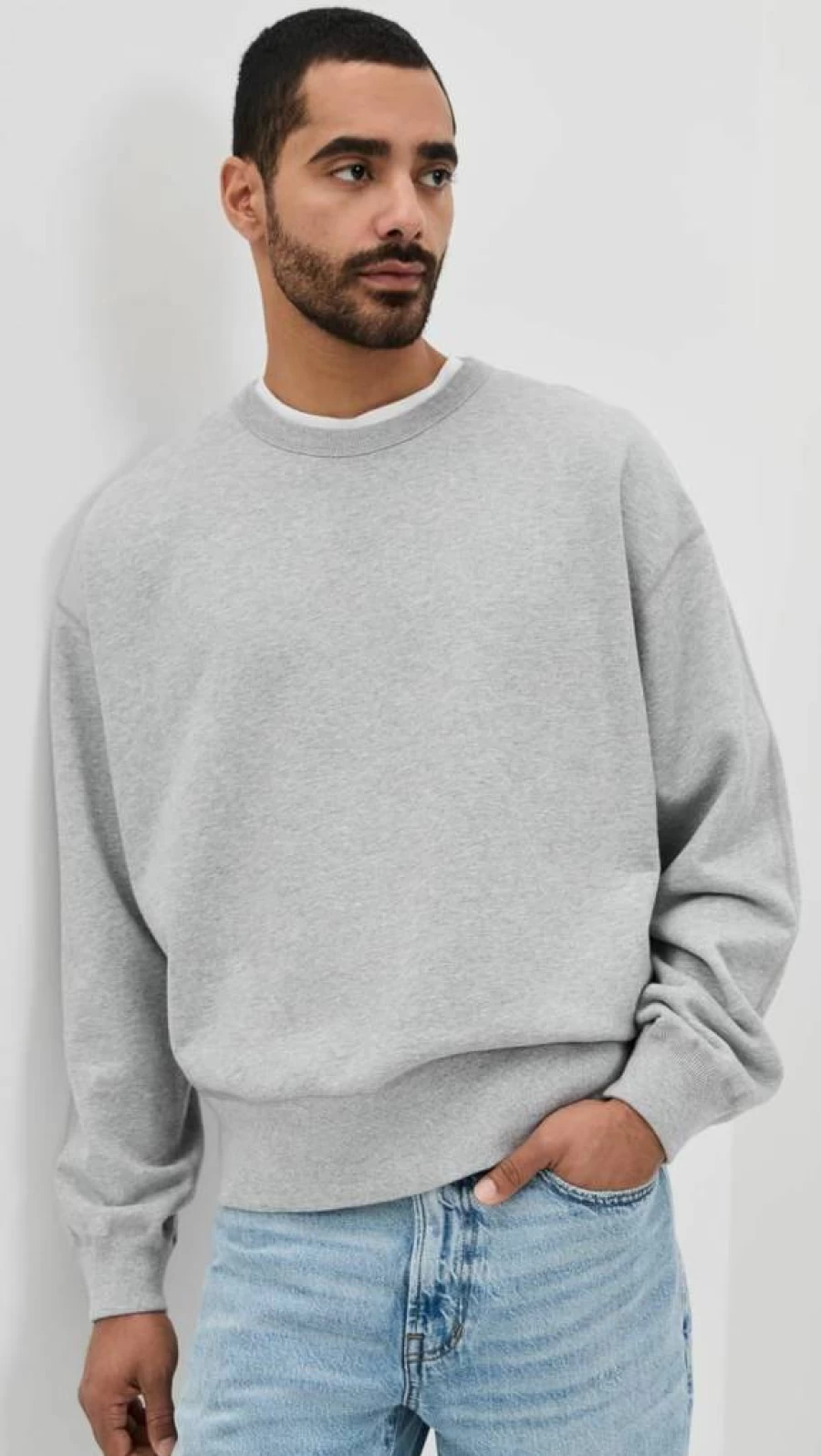REIGNING CHAMP Men's Midweight Terry Relaxed Crewneck Sweatshirt - Comfortable Casual Pullover
