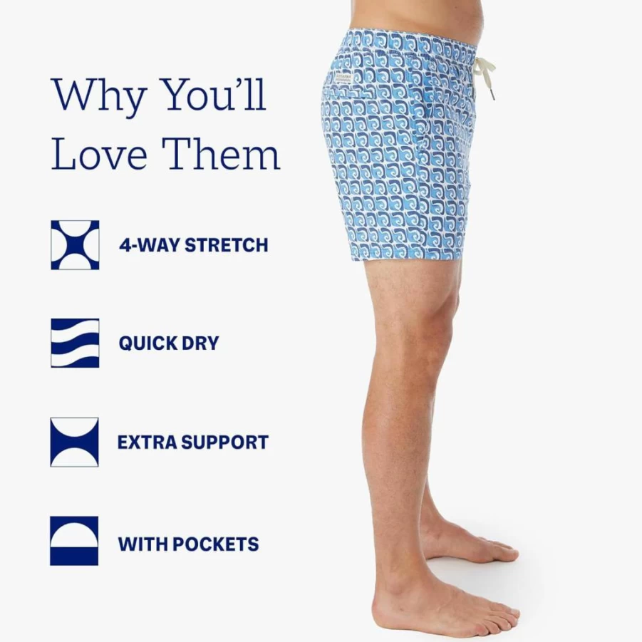 Fair Harbor Men's Bungalow Trunk 5-Inch Inseam Swim Shorts with Liner - Anti-Chafe Relaxed Fit Swimwear for Comfort
