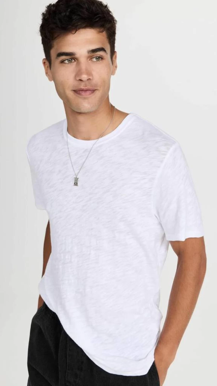 Anthony Thomas Melillo Men's Slub Short Sleeve Crew Neck T-Shirt – Relaxed Fit Cotton Tee
