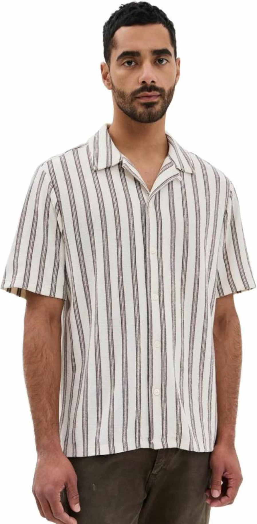 Madewell Men's Nubby Camp Collar Shirt - Relaxed Short Sleeve Casual Button-Up for Summer