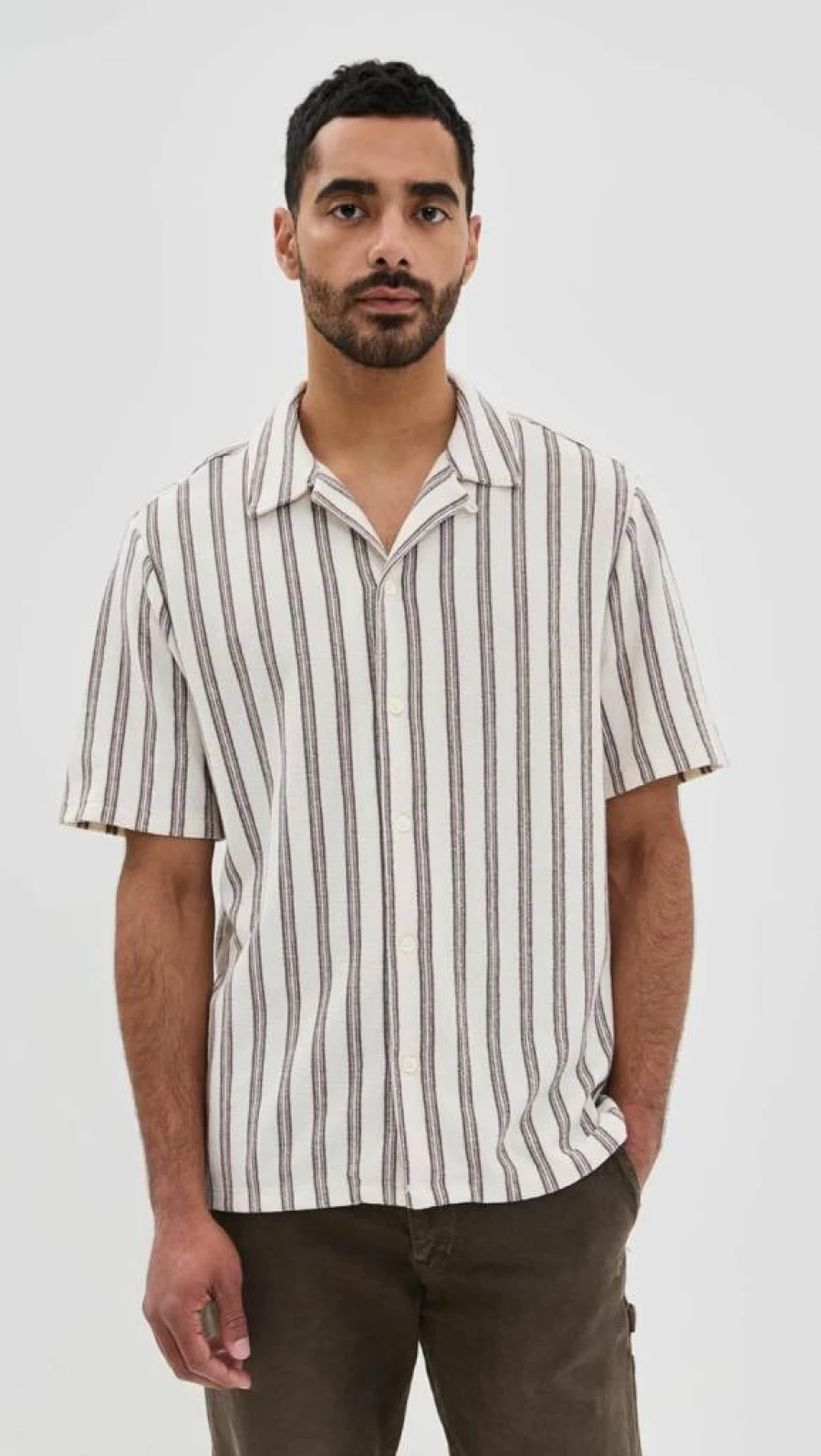 Madewell Men's Nubby Camp Collar Shirt - Relaxed Short Sleeve Casual Button-Up for Summer