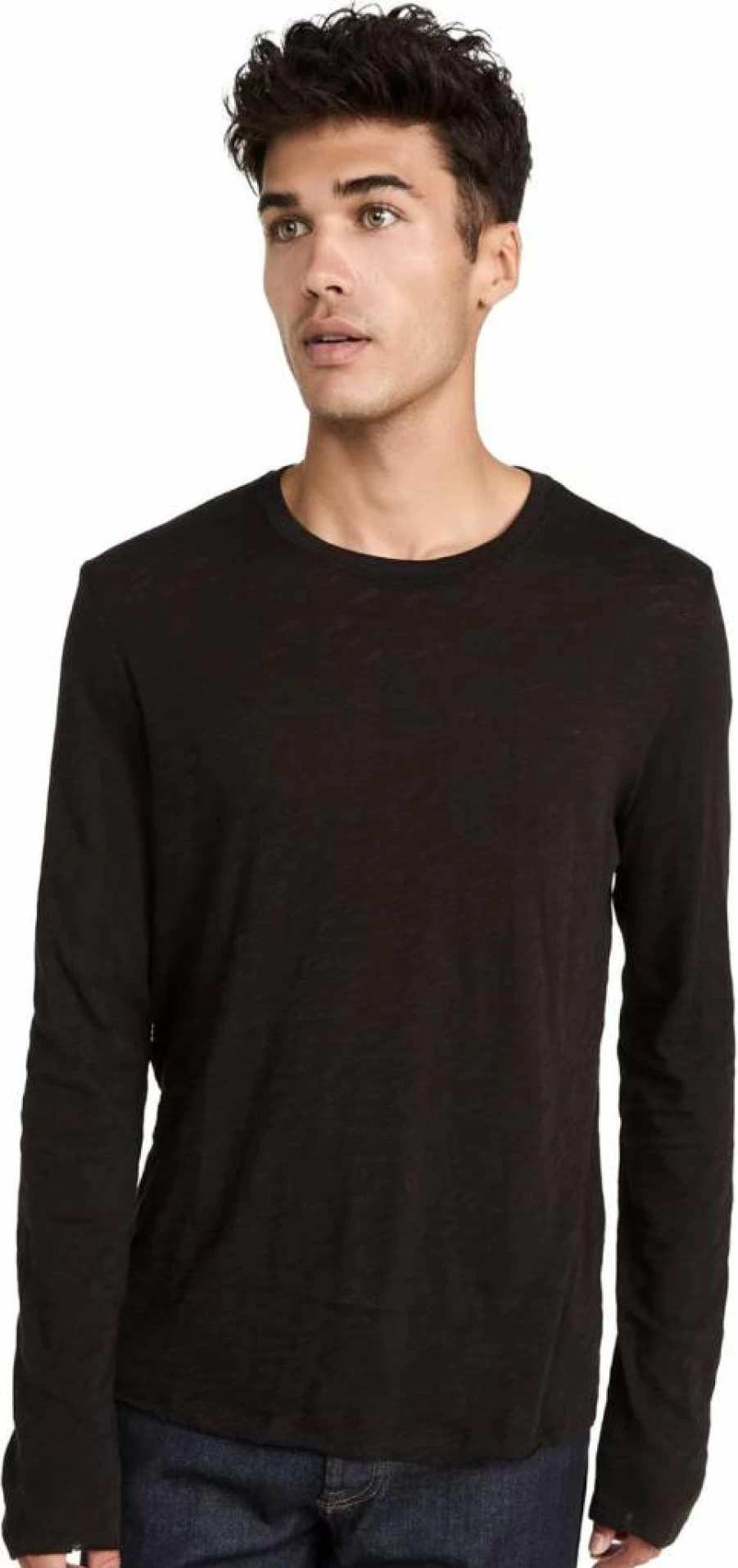 Anthony Thomas Melillo Men's Slub Jersey Destroyed Long Sleeve T-Shirt – Distressed Casual Tee
