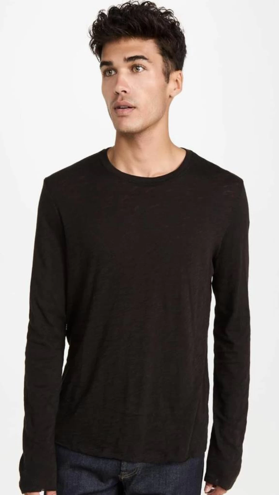 Anthony Thomas Melillo Men's Slub Jersey Destroyed Long Sleeve T-Shirt – Distressed Casual Tee