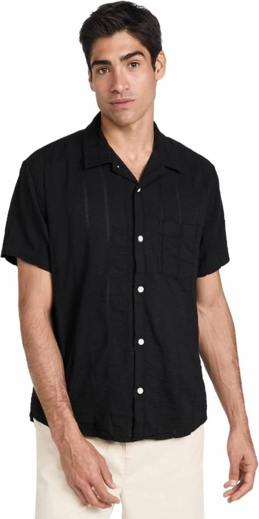 Corridor Men's Striped Seersucker Shirt - Lightweight Summer Casual Button-Up