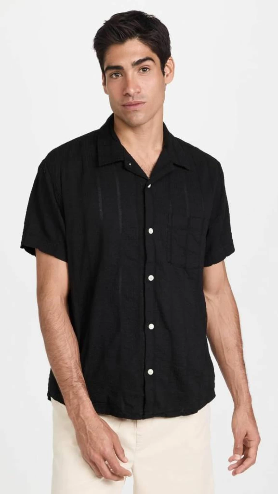 Corridor Men's Striped Seersucker Shirt - Lightweight Summer Casual Button-Up