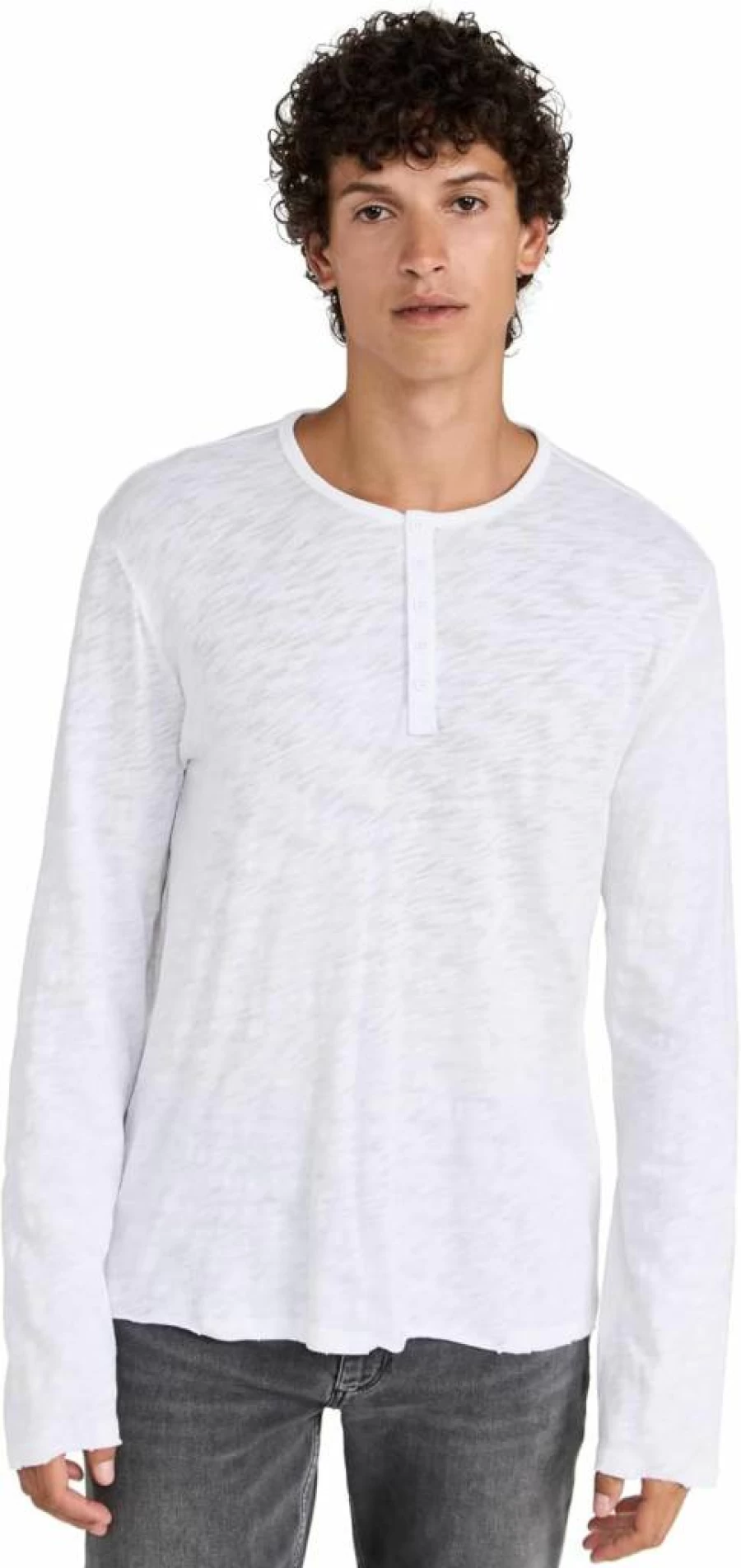 Anthony Thomas Melillo Men's Distressed Wash Henley Shirt - Vintage Style Atm Top