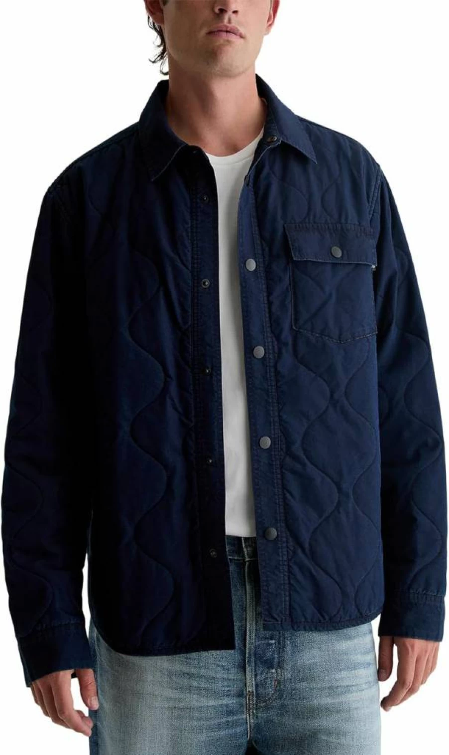 AG Adriano Goldschmied Men's Roy Quilted Shirt Jacket - Lightweight Insulated Winter Coat
