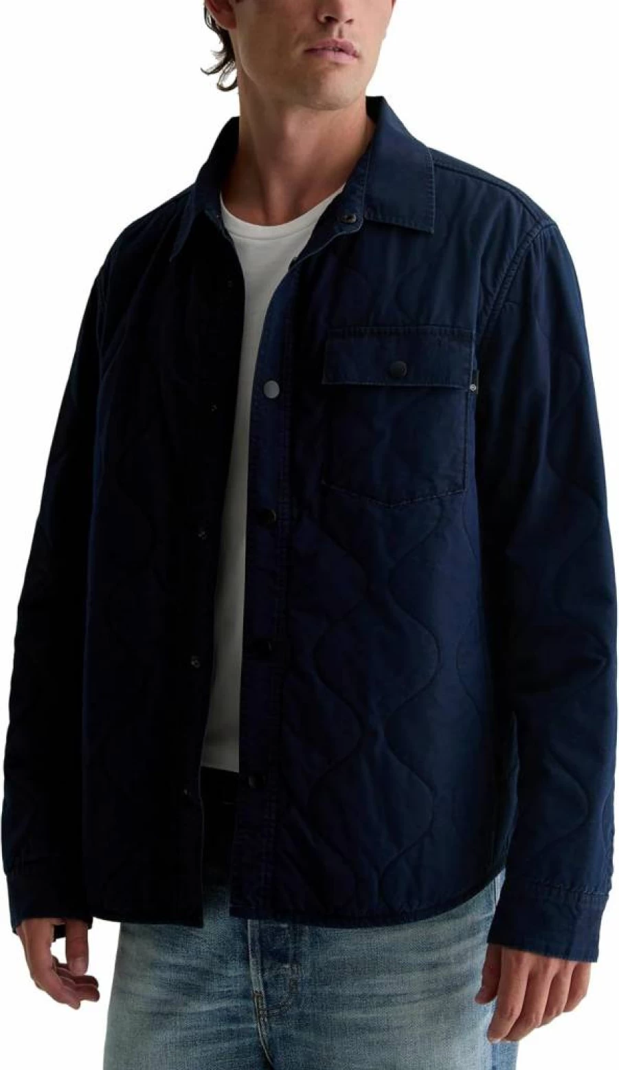 AG Adriano Goldschmied Men's Roy Quilted Shirt Jacket - Lightweight Insulated Winter Coat