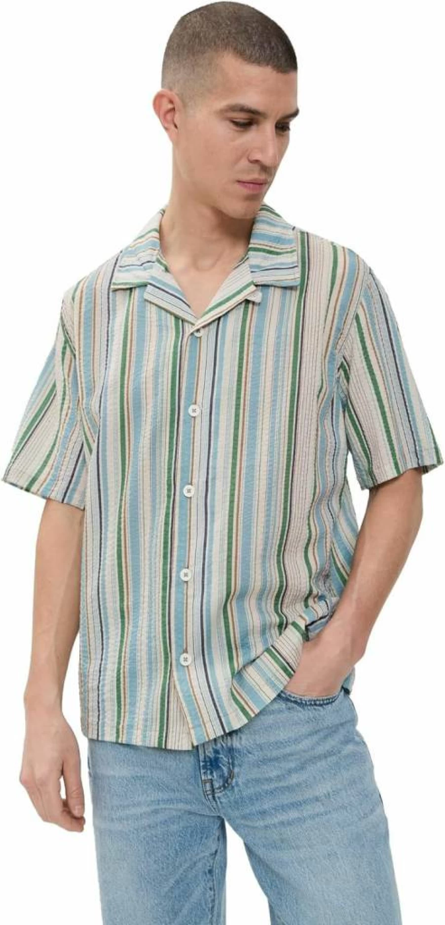 Howlin' Men's Seersucker Short Sleeve Shirt - Casual Summer Cocktail Party Top