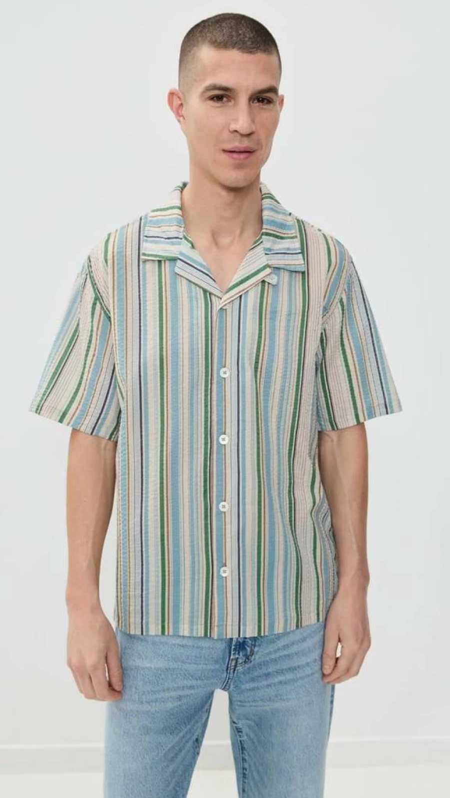 Howlin' Men's Seersucker Short Sleeve Shirt - Casual Summer Cocktail Party Top