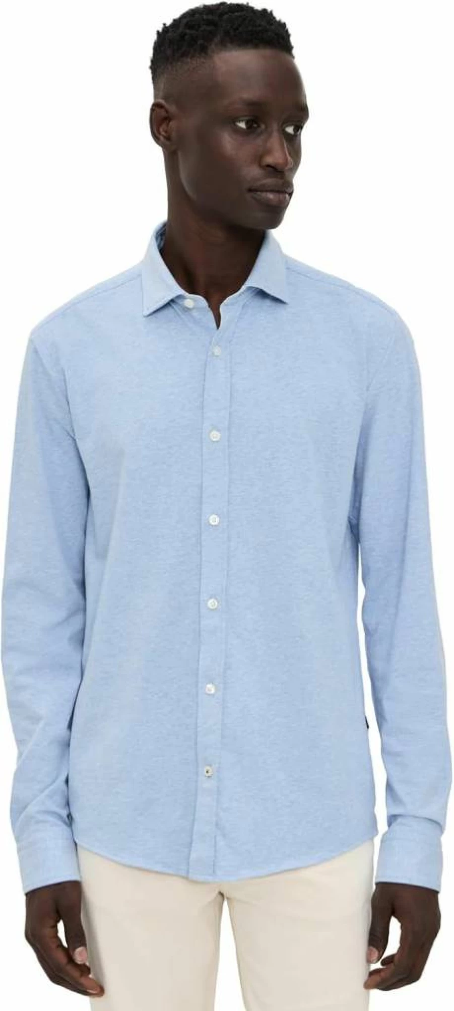 BOSS Men's Roan Jersey Button-Down Shirt Casual Long Sleeve Top