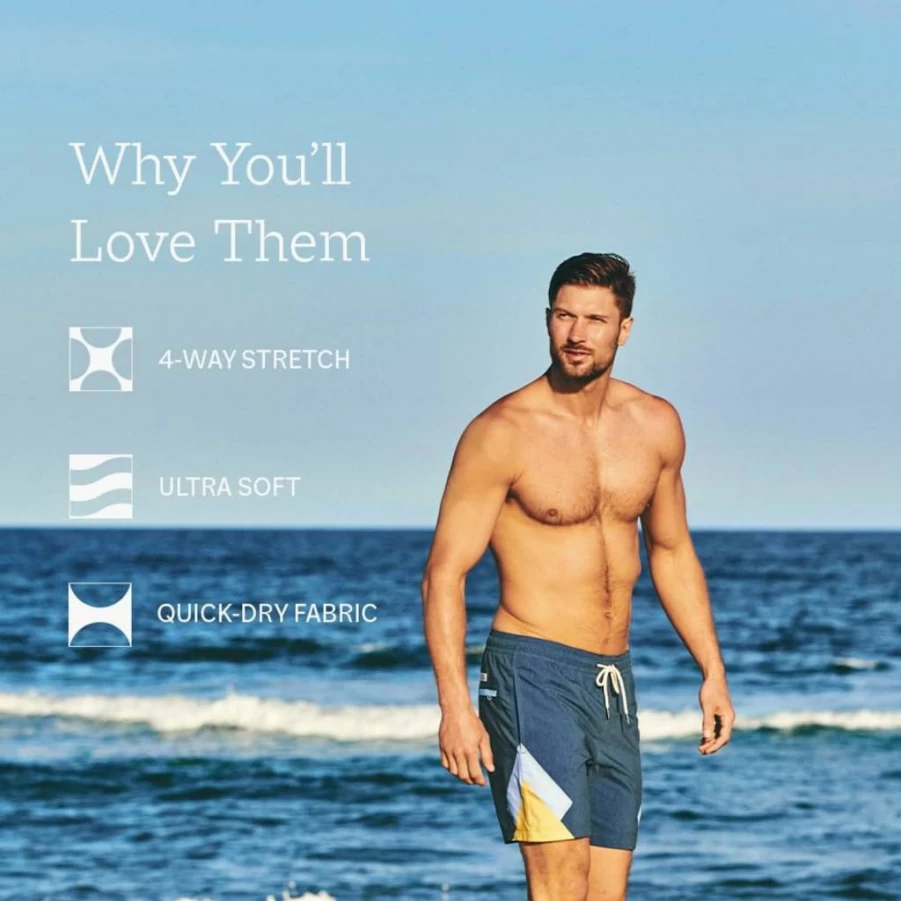 Fair Harbor Men's Bayberry Swim Trunks 7-Inch Inseam Anti-Chafe Lined Classic Fit Quick-Dry Swimwear
