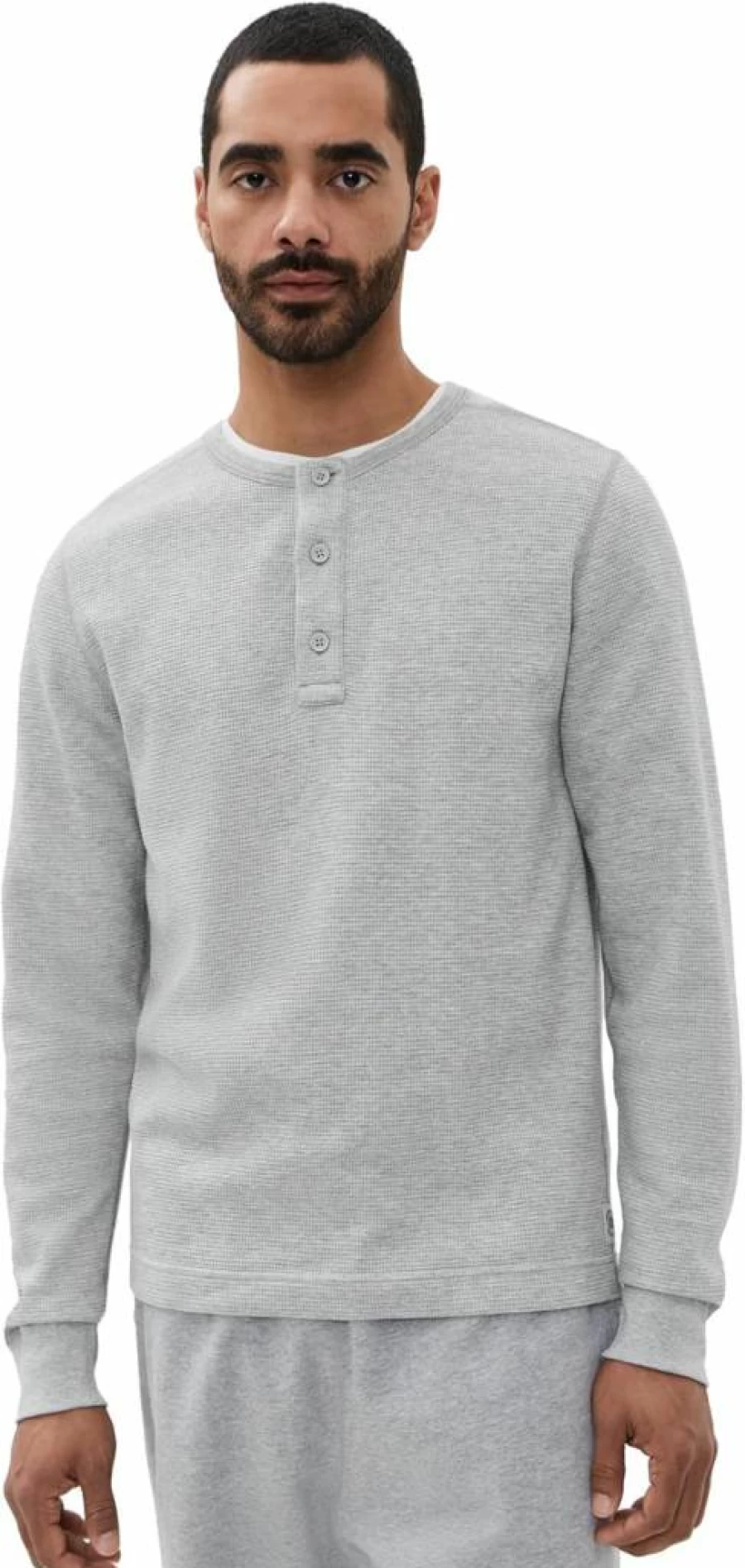 REIGNING CHAMP Men's Lightweight Waffle Henley T-Shirt - Breathable Casual Pullover Top