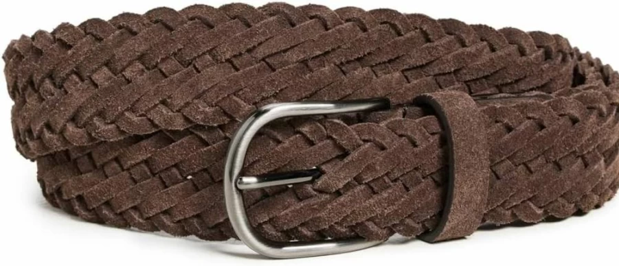 Anderson's Men's Brown Suede Leather Woven Belt - Size 34, Style M1, Casual Dress Strap
