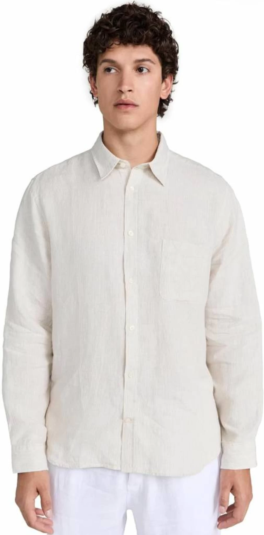 Frescobol Carioca Men's Relaxed Fit Linen Striped Shirt - Breathable Summer Casual Tee