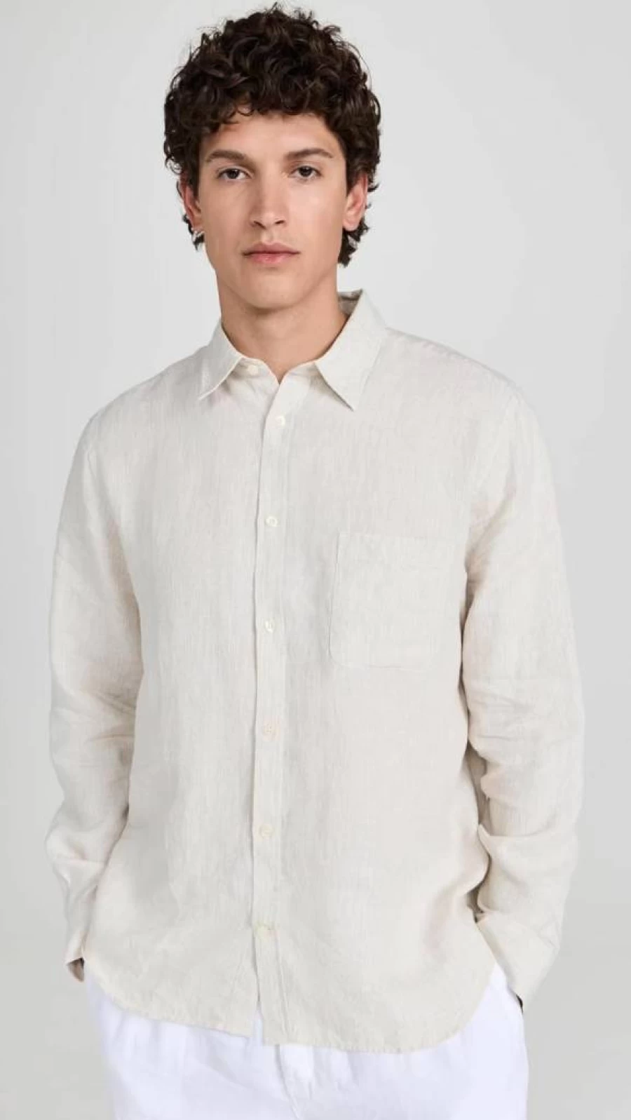 Frescobol Carioca Men's Relaxed Fit Linen Striped Shirt - Breathable Summer Casual Tee