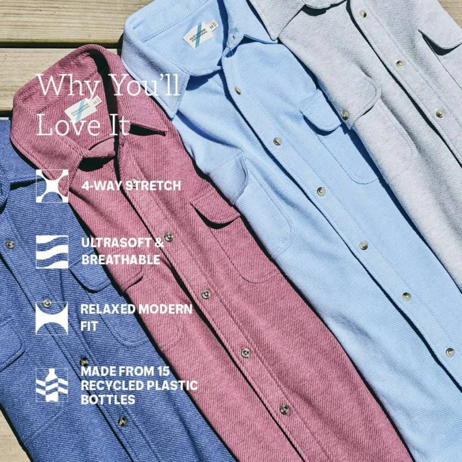 Fair Harbor Men's Ultra-Stretch Dunewood Flannel Shirt - Breathable, 4-Way Stretch, High Performance & Versatile