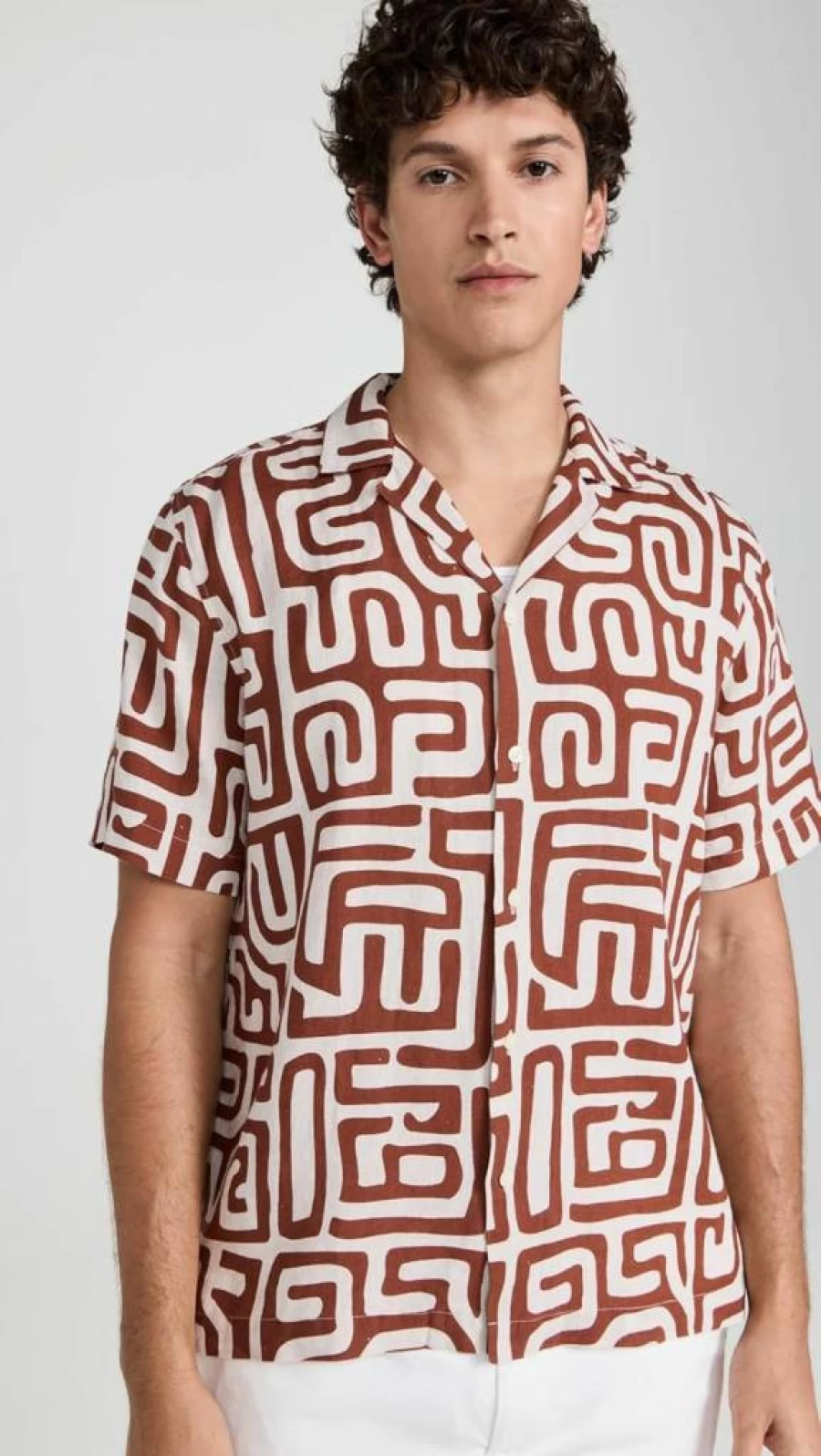 Frescobol Carioca Men's Roberto Linen Shirt - Breathable Kuba Print Summer Top
