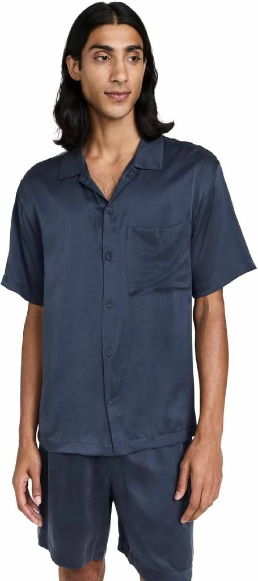 Lunya Men's Washable Silk Short Pajama Set with Button Up Shirt