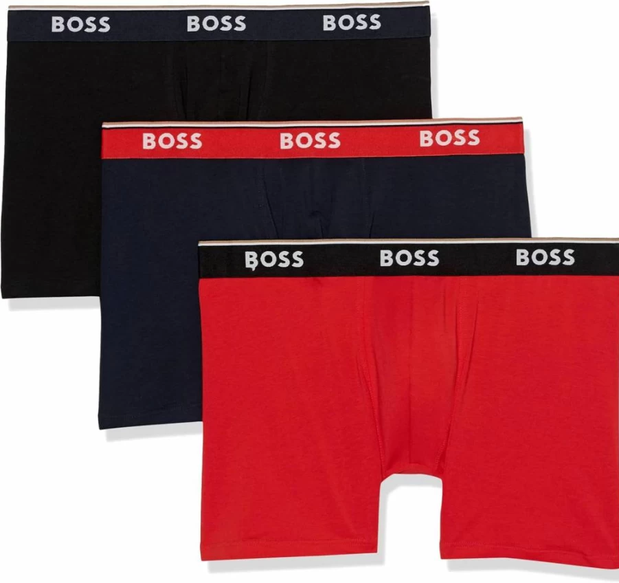BOSS Men's Cotton Stretch Boxer Briefs 3-Pack - Comfortable Underwear Multipack