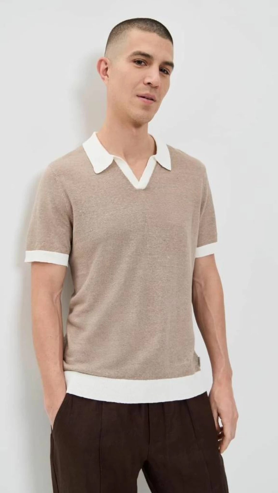 Onia Men's Linen Johnny Collar Polo Sweater - Breathable Summer Knit Top
