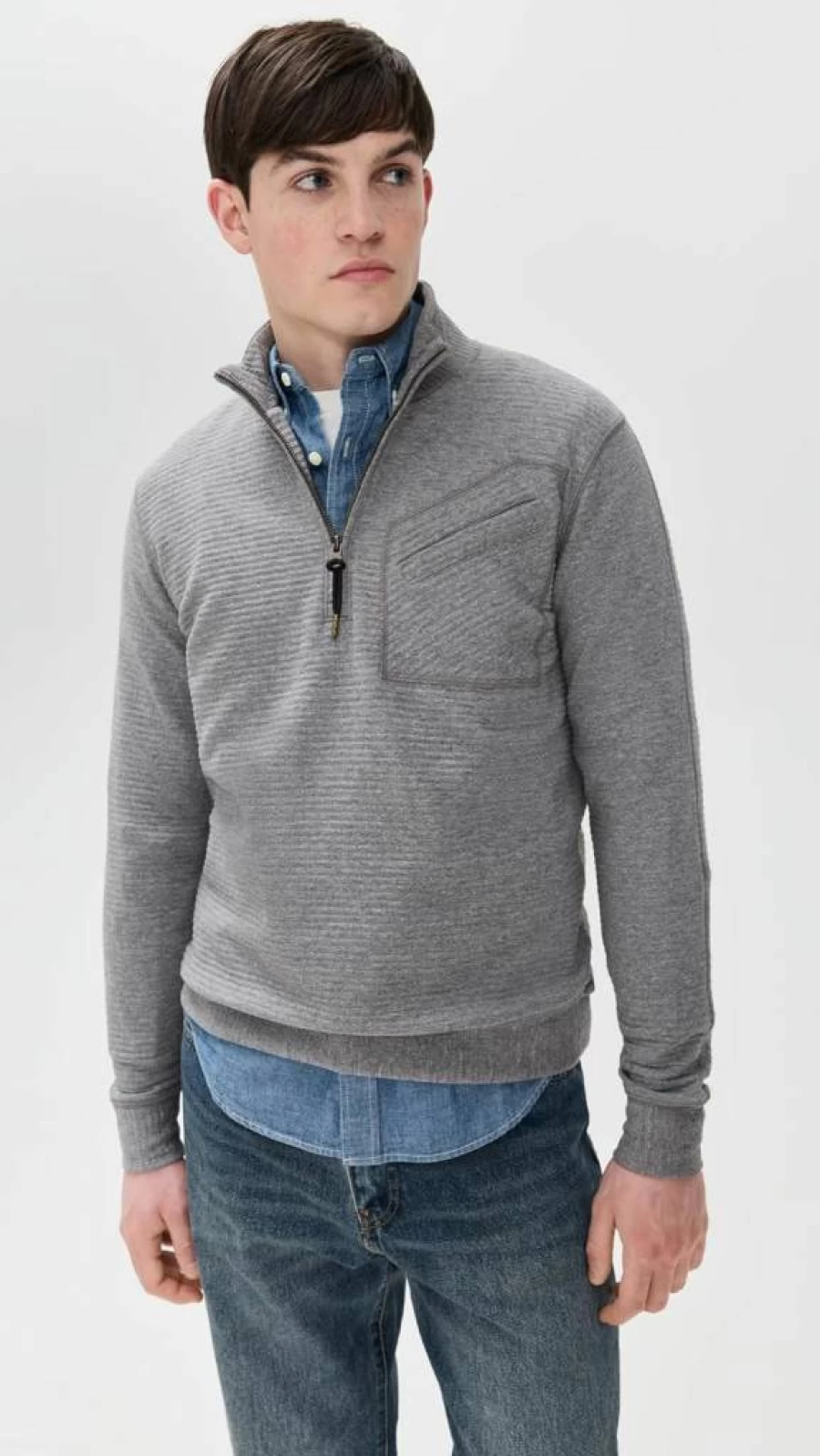 Billy Reid Men's Quilted Half-Zip Jacket | Lightweight Insulated Pullover