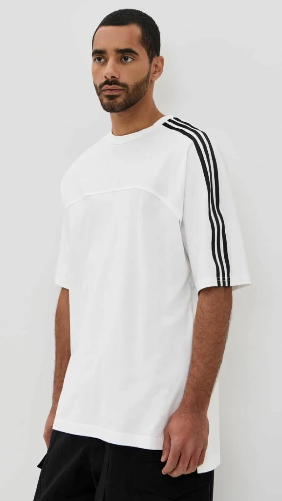 Y-3 Men's Classic 3 Stripes Cotton Short Sleeve T-Shirt