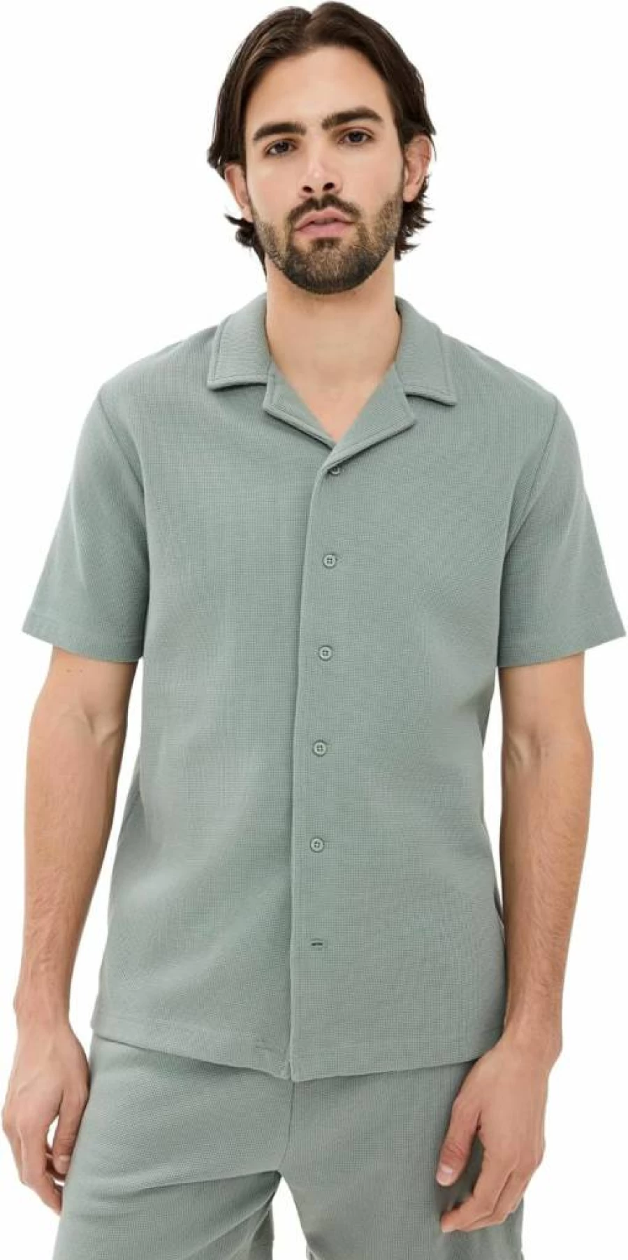 Onia Men's Macro Waffle Vacation Shirt - Lightweight Breathable Travel Shirt for Men