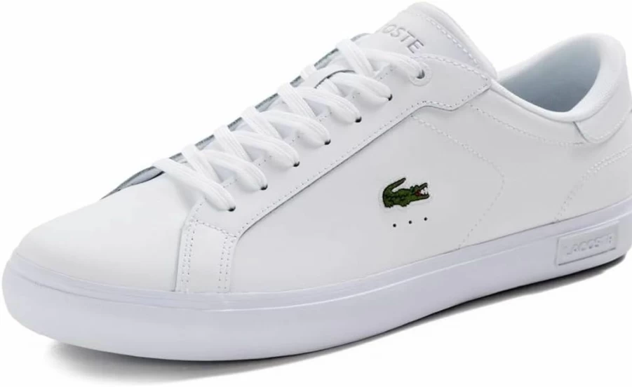Lacoste Men's Powercourt Sneakers | Classic White Leather Tennis Shoes | Casual Athletic Footwear