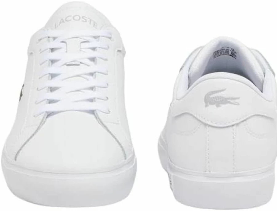 Lacoste Men's Powercourt Sneakers | Classic White Leather Tennis Shoes | Casual Athletic Footwear