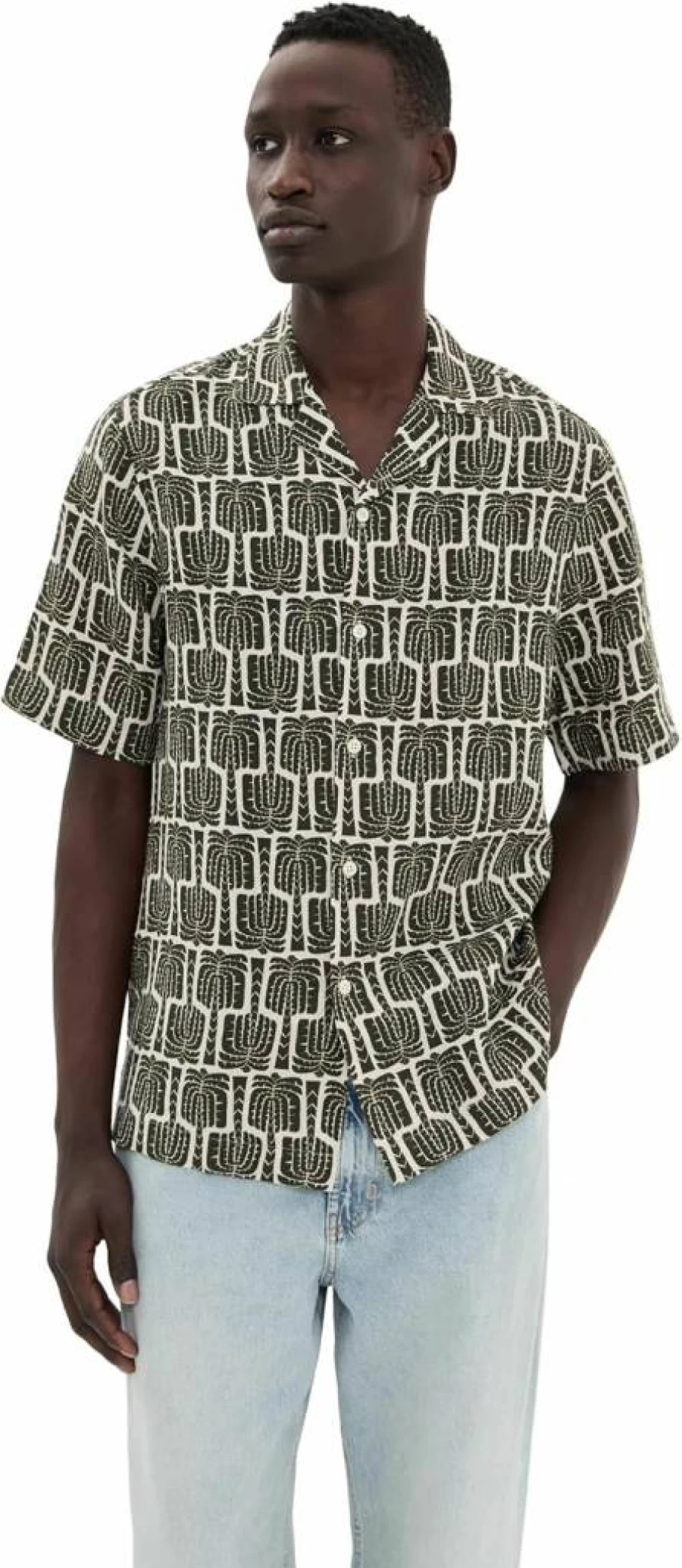 Frescobol Carioca Men's Roberto Palmeira Printed Linen Shirt - Breathable Summer Casual Wear