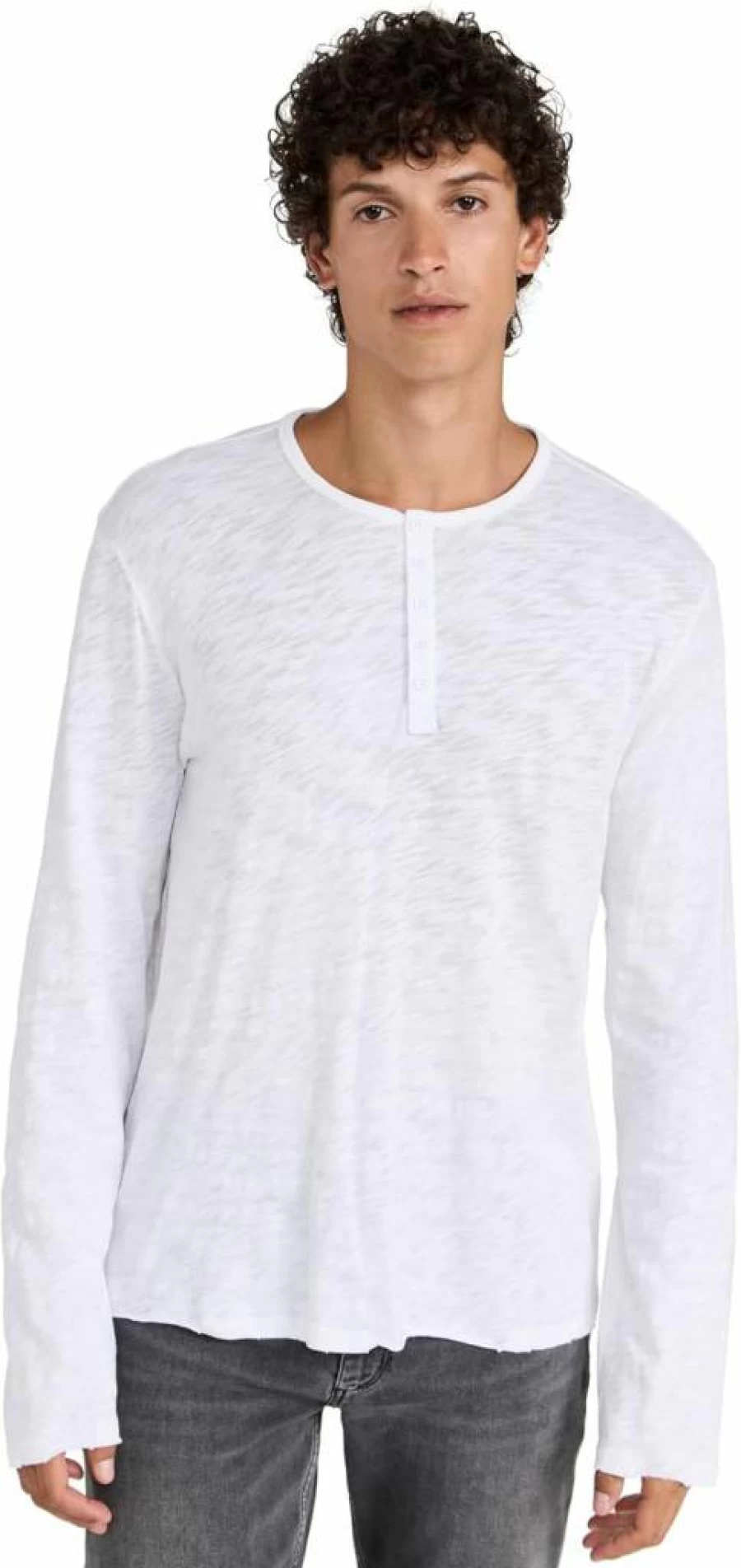 Anthony Thomas Melillo Men's Distressed Washed Henley Shirt - Vintage Style Atm Top