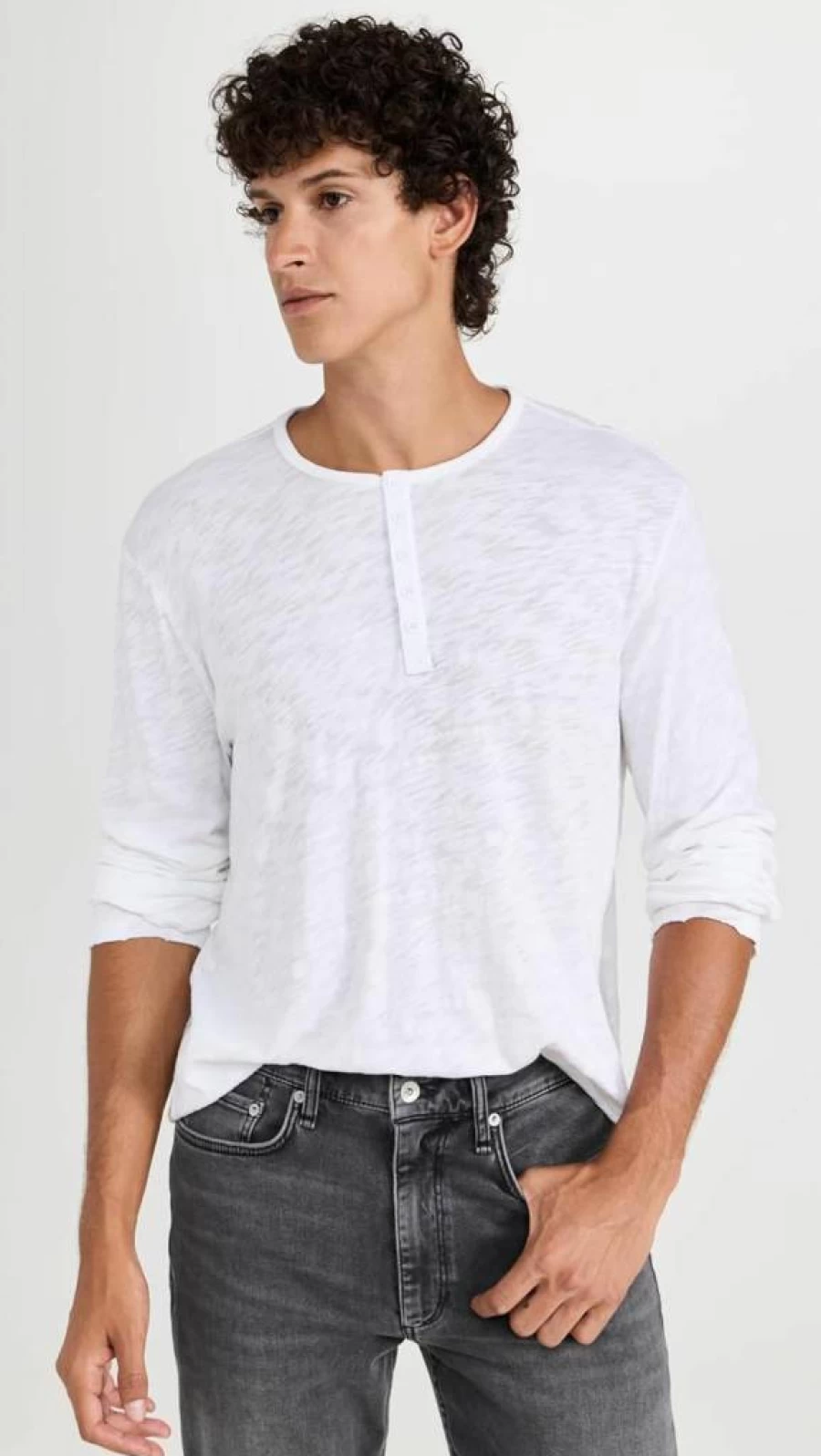Anthony Thomas Melillo Men's Distressed Washed Henley Shirt - Vintage Style Atm Top